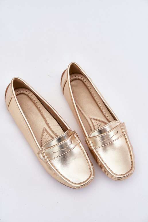 Dámske Eko Kožené Mokasíny zlatej farby Lenvie