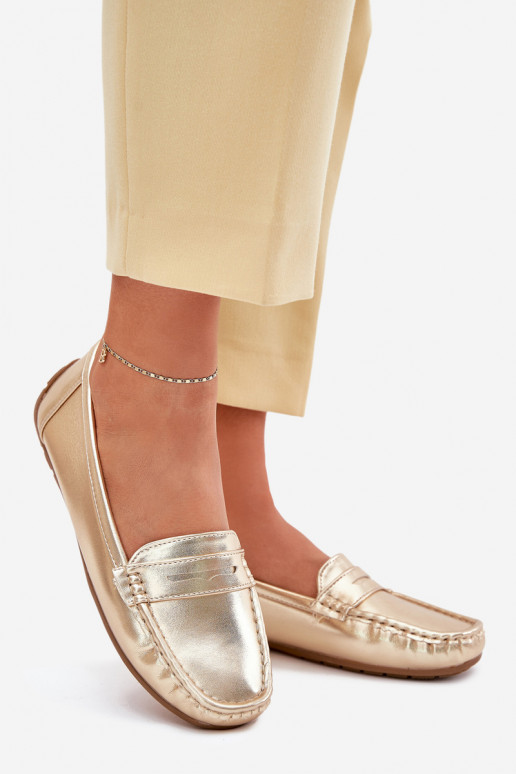 Dámske Eko Kožené Mokasíny zlatej farby Lenvie