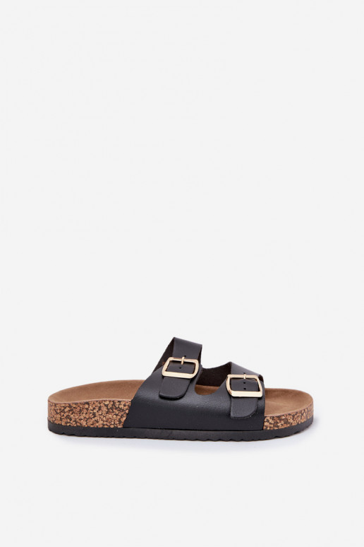 Dámske papuče s prackami z eko kože čierna Iskira