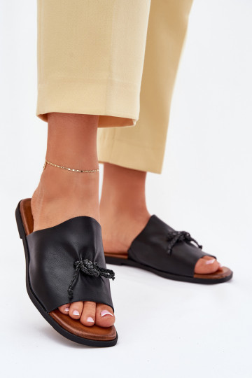 Dámske papuče so širokými podpätkami S Ornatem INiązaniem čierna Norela