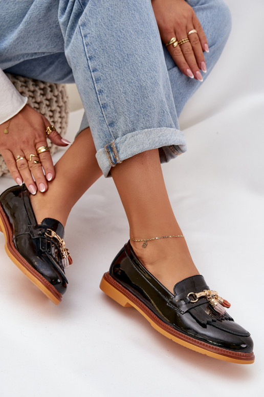 Čierne kožené elegantné mokasíny s...