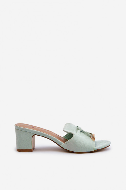 Dámske papuče Z z eko semišuu s podpätkami mätové farby Jemenna