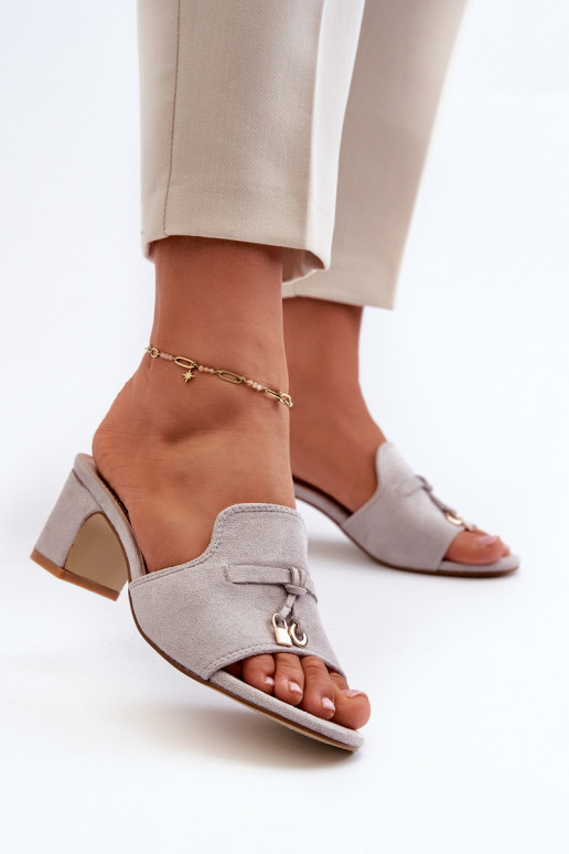 Dámske papuče Z z eko semišuu s podpätkami sivá Jemenna