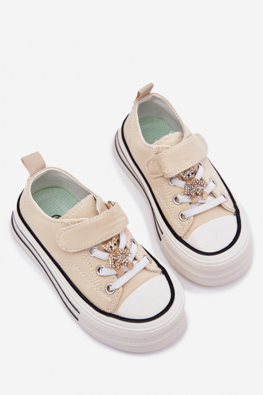 deti bežná obuv Ze Złotą Przypinką plyšové medvede béžová Solena