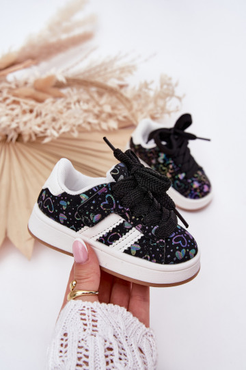 tenisky Tenisky model obuvi deti so srdiečkami čierna Mirelle