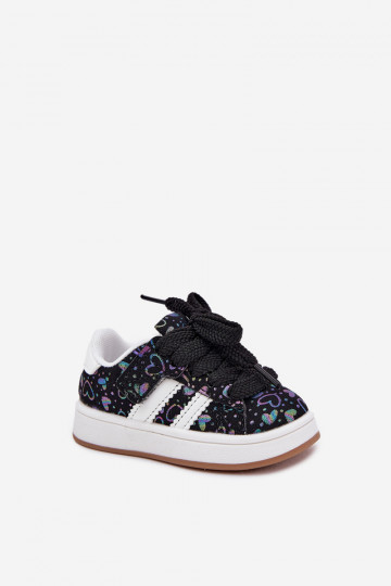 tenisky Tenisky model obuvi deti so srdiečkami čierna Mirelle 2