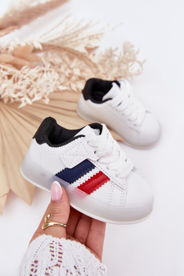 Detské športové topánky model "Sneakers" s trblietavou podrážkou, bielo-čiernej farby "Arielle"