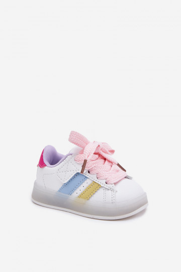 Detské športové topánky model "Sneakers" s trblietavou podrážkou, bielo-ružovej farby "Arielle" 2