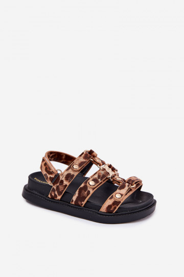 Detské sandále zlaté s leopardím vzorom Lunessa 2