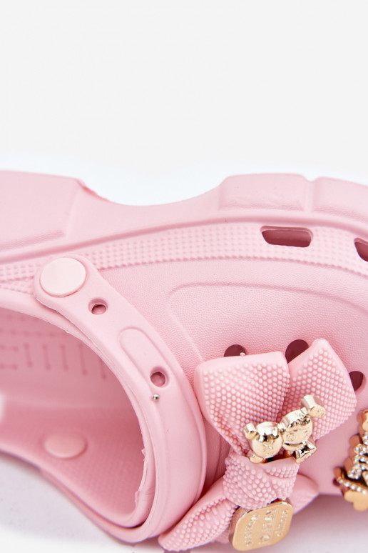 Papuče deti deti Ľahké papuče so stuhami I Ozdobami Ružová Selvana