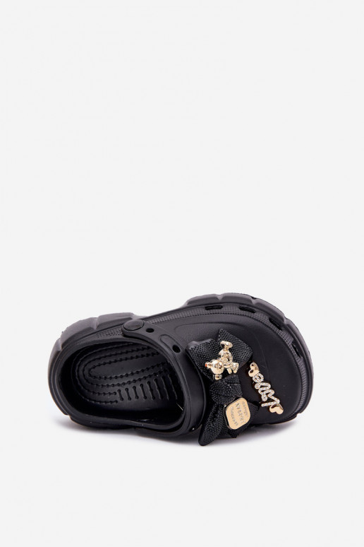 Papuče deti deti Ľahké papuče so stuhami I Ozdobami čierna Selvana