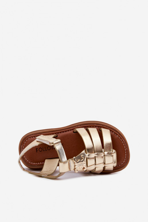 deti sandále S Ornatem Detalem zlatej farby Serina