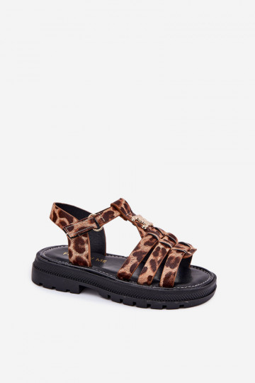 Detské sandále s ozdobnými detailmi a leopardím vzorom 2