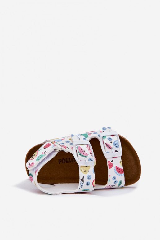 Detské sandále Zapnuté korkovej podrážke s prackami OInoce biela farba Thessa