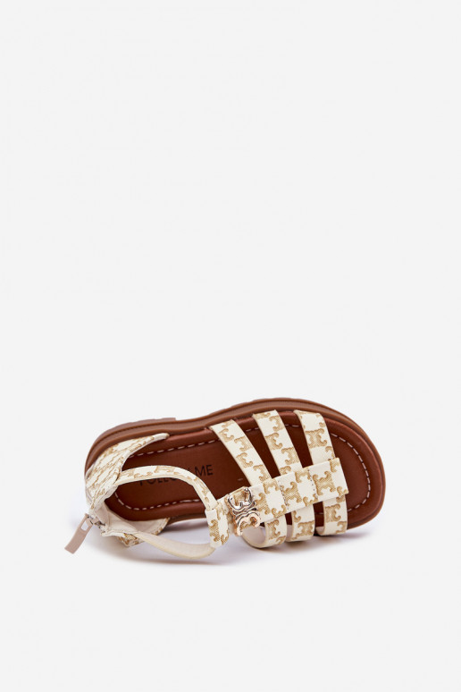 deti sandále Gladiátor Ze zlatej farbym Detalem béžová Vesira