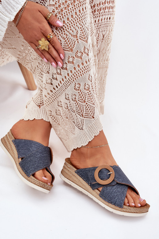 Dámske papuče Zapnuté INedge ozdobiť s prackami Inblu RV000012 Modrá