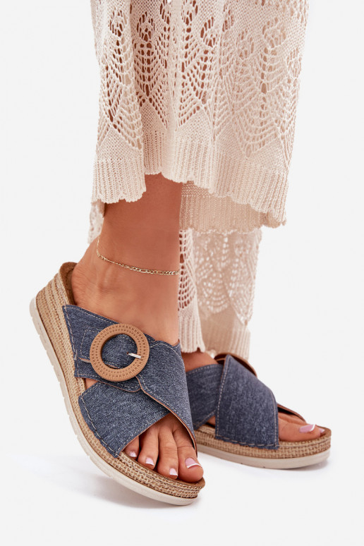 Dámske papuče Zapnuté INedge ozdobiť s prackami Inblu RV000012 Modrá