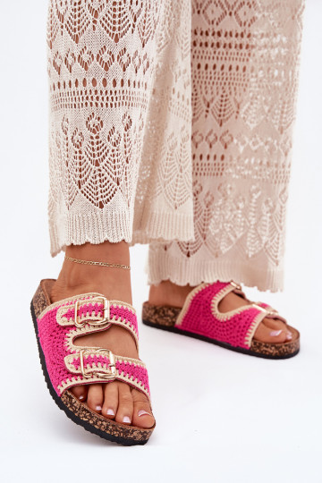 SzydełkoIne Dámske papuče Ze zlatej farbymi s prackamimi Ružová Fenira