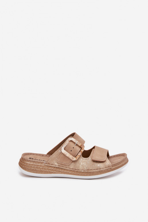 Dámske papuče s prackami I s lepiacim zapínanímem INBLU MK000013 béžová