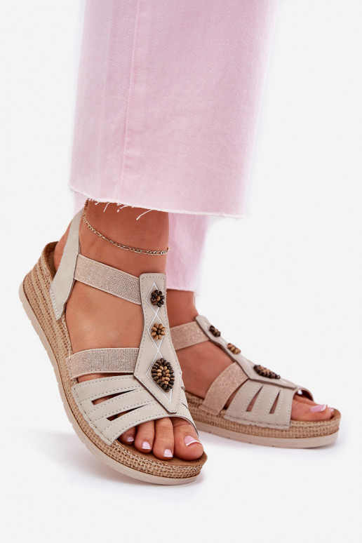 Dámske sandále Zapnuté INedge s krásnymi detailmi Inblu RV000015 slonovina Dámske sandále Zapnuté INedge s krásnymi detailmi Inblu RV000015 slonovina