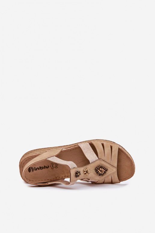 Dámske sandále Zapnuté INedge s krásnymi detailmi Inblu RV000015 béžová
