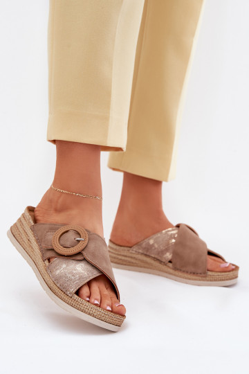 Dámske papuče Zapnuté INedge ozdobiť s prackami Inblu RV000012 Hnedá farba