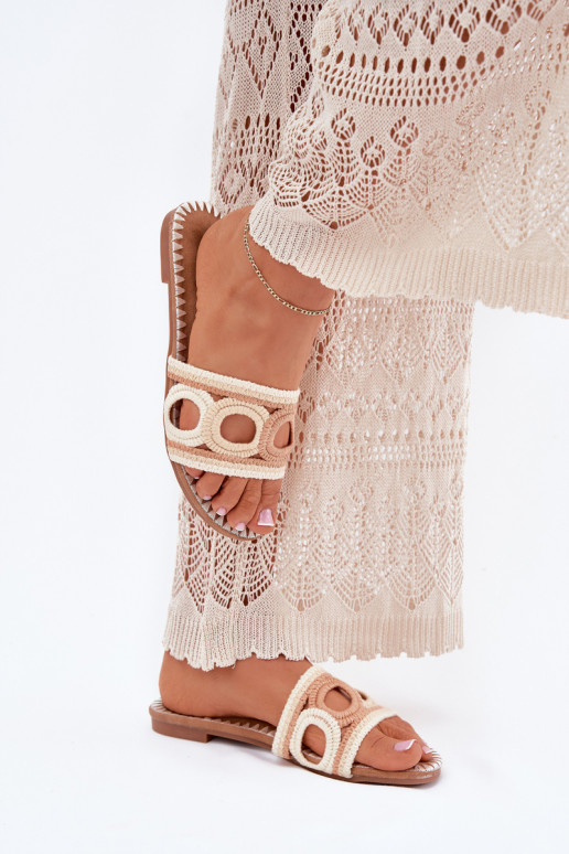 SzydełkoIne Dámske papuče so širokými podpätkami béžová Nirina