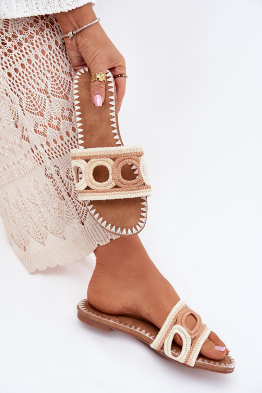 SzydełkoIne Dámske papuče so širokými podpätkami béžová Nirina