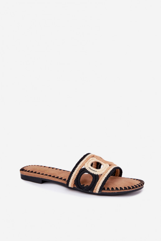 SzydełkoIne Dámske papuče so širokými podpätkami čierna Nirina