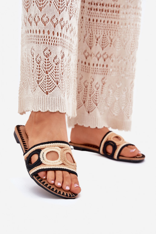 SzydełkoIne Dámske papuče so širokými podpätkami čierna Nirina