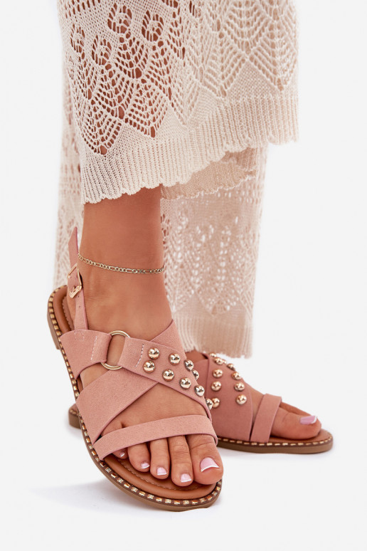 Dámske sandále so širokými podpätkami Ze zlatej farbymi Svorníky Ružová Zanira Dámske sandále so širokými podpätkami Ze zlatej farbymi Svorníky Ružová Zanira