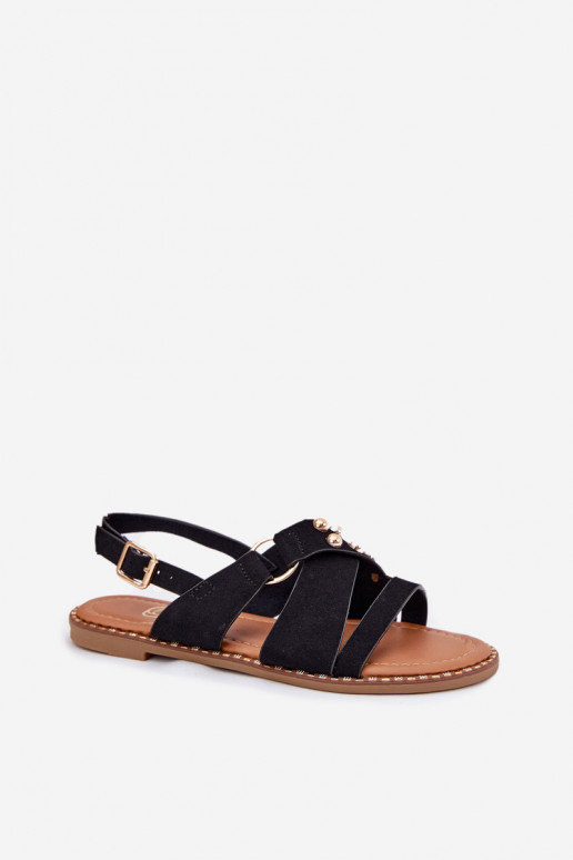 Dámske sandále so širokými podpätkami Ze zlatej farbymi Svorníky čierna Zanira Dámske sandále so širokými podpätkami Ze zlatej farbymi Svorníky čierna Zanira