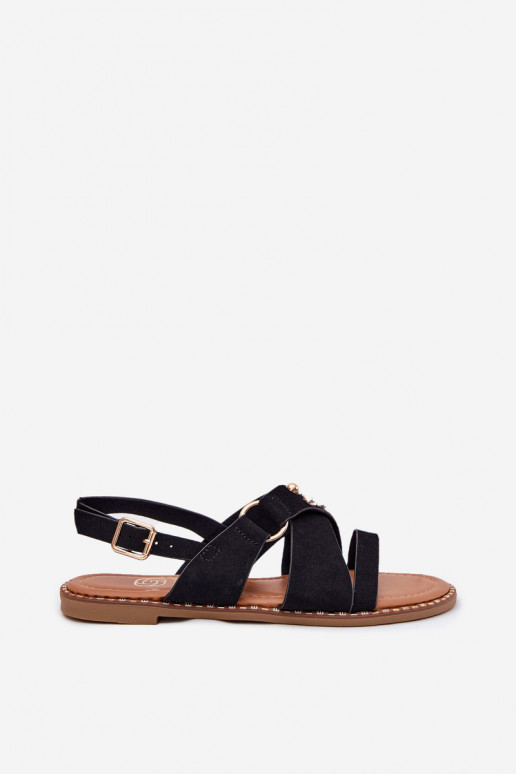 Dámske sandále so širokými podpätkami Ze zlatej farbymi Svorníky čierna Zanira Dámske sandále so širokými podpätkami Ze zlatej farbymi Svorníky čierna Zanira