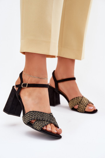 Dámske sandále na vysokom opätku čierna Almera