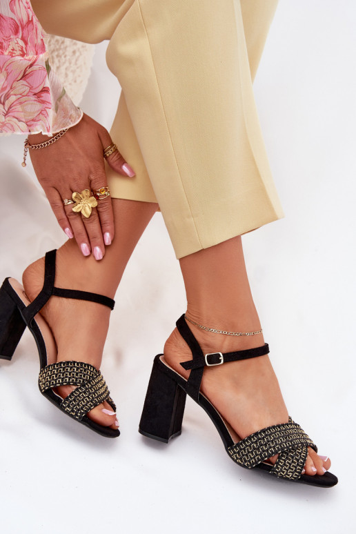 Dámske sandále na vysokom opätku čierna Almera