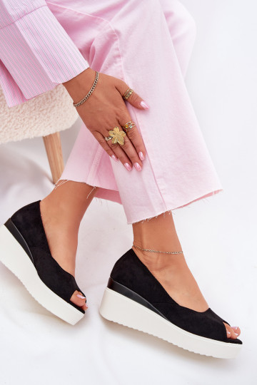 Dámske sandále Zapnuté INedge Z z eko semišuu čierna Velira