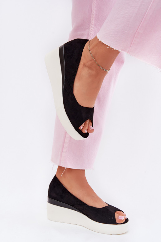 Dámske sandále Zapnuté INedge Z z eko semišuu čierna Velira