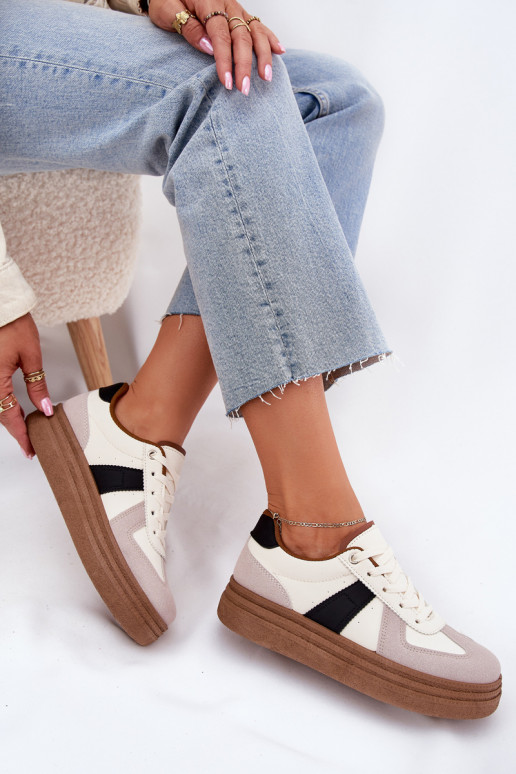 Tenisky model obuvi Dámske s platformou béžová Dovina