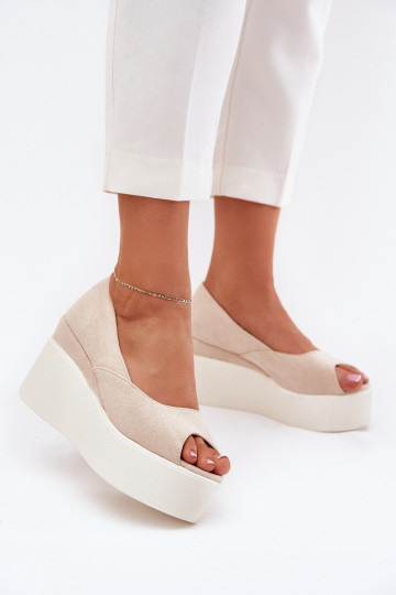 Dámske sandále Zapnuté INedge a platforma slonovina Felyra