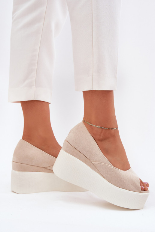 Dámske sandále Zapnuté INedge a platforma slonovina Felyra