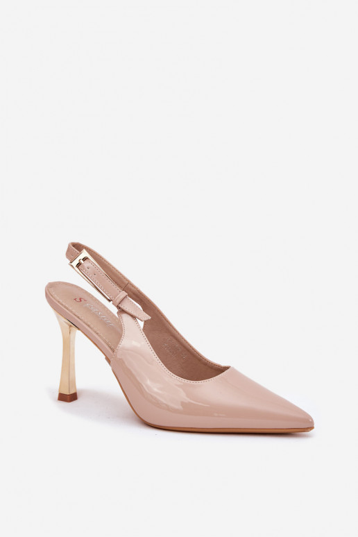 s lakovým efektom štekle s otvorenou pätou I Szpiczastymi Noskami béžová Rivori