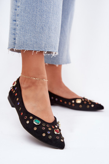 Balerínky Dámske Zdobené Kryształkami čierna Valena