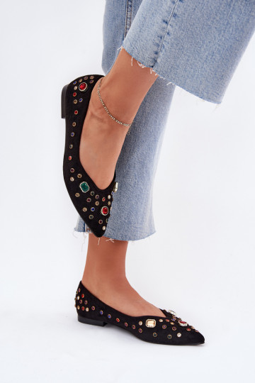 Balerínky Dámske Zdobené Kryształkami čierna Valena 2