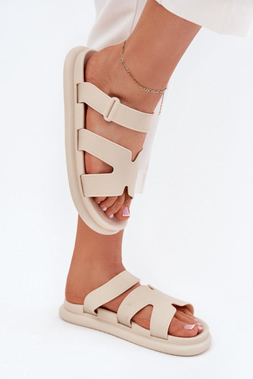 Guma Dámske papuče s popruhmi béžová Tavirae