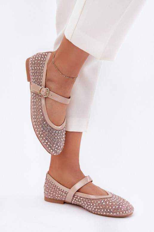 Zdobené Balerínky Dámske s popruhmi I s prackami béžová Avirae