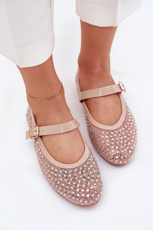 Zdobené Balerínky Dámske s popruhmi I s prackami béžová Avirae
