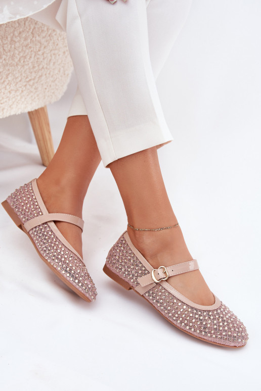 Zdobené Balerínky Dámske s popruhmi I s prackami béžová Avirae