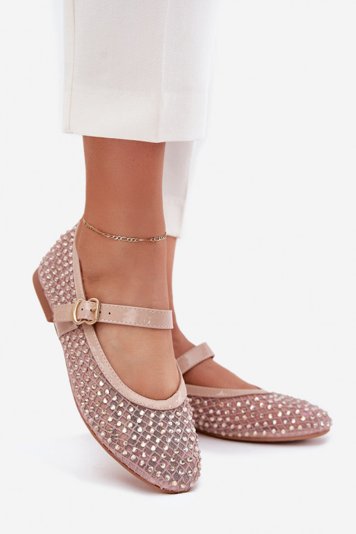 Zdobené Balerínky Dámske s popruhmi I s prackami béžová Avirae