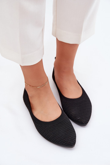 Sieťovina Látkové balerínky Dámske čierna Sarina