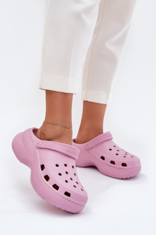 Ľahké papuče Dámske papuče s trendovou masívnou podrážkou Big Star RR274A120 Ružová